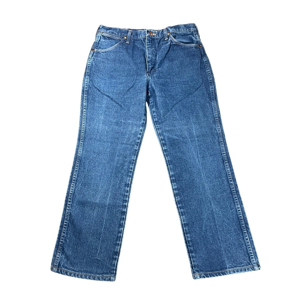 Wrangler Men's 33x28 Cowboy Cut Slim Fit Jeans Dark Wash Blue Denim 936PWD